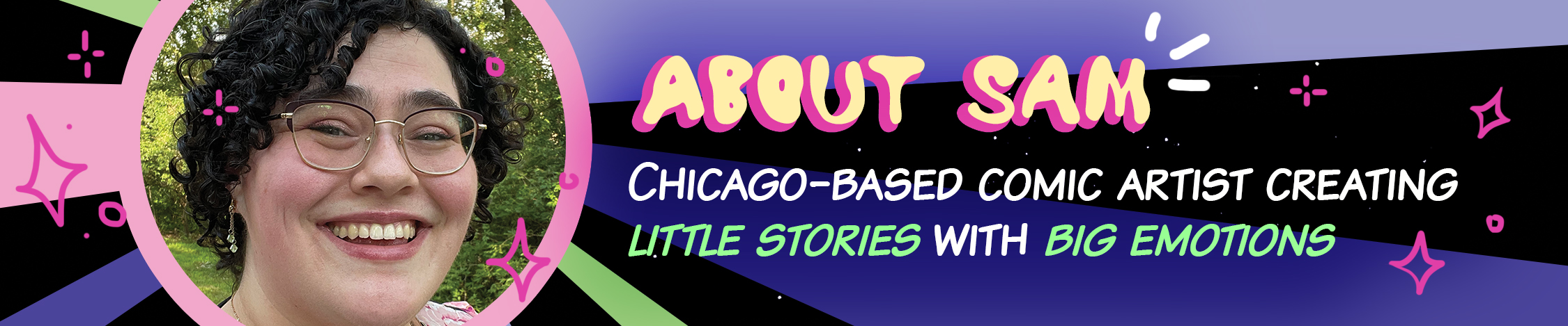 promo about Sam Concklin from Concklin Comics who makes little stories with heartwarming plots